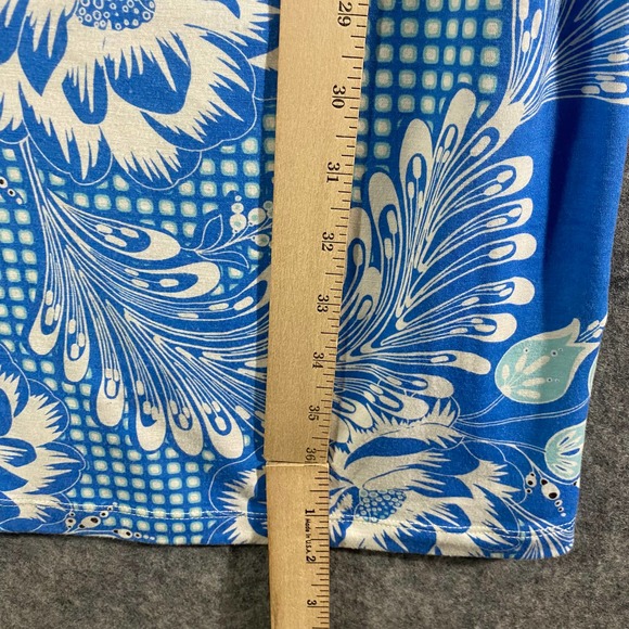 Title Nine Dress Small Blue Floral Printed Cowl Neck Performance Mini - Picture 6 of 10